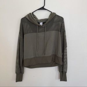 Fish Net Cropped Hoodie